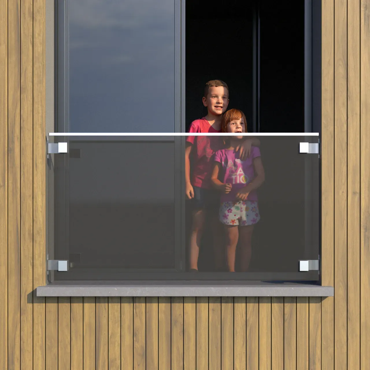 Französischer Balkon mit Glasfüllung