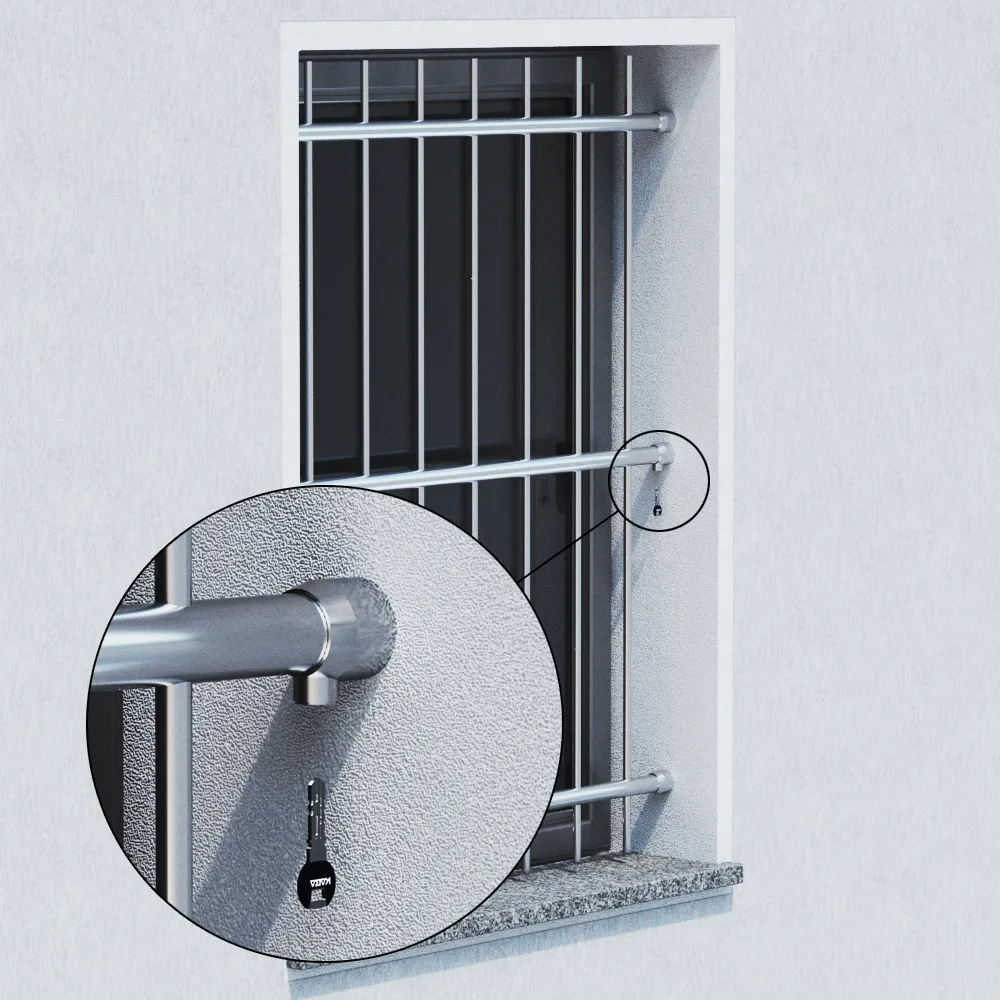 Runde Edelstahl Fenster Absturzsicherung in der Laibung